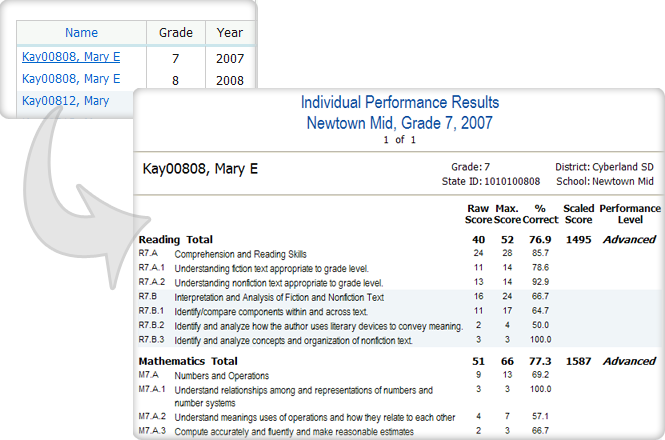 Longitudinal Individual Performance Report to Individual Report